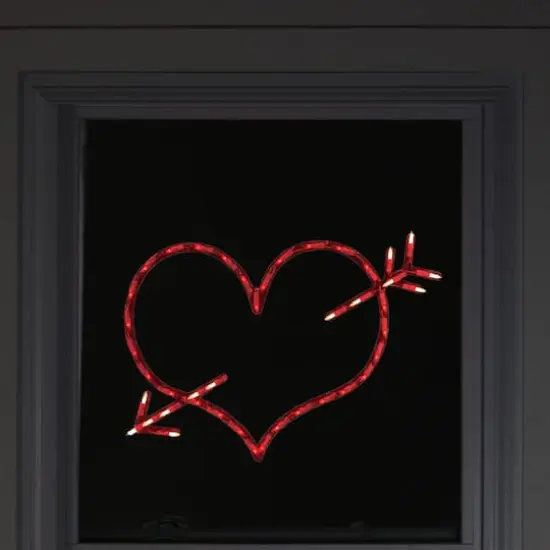 17" Lighted Red Heart with Arrow Valentine's Day Window Silhouette Decoration {4}