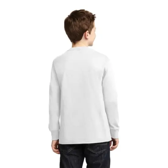 Port & Company&reg; Youth Long Sleeve Core Cotton T-Shirt White {5}