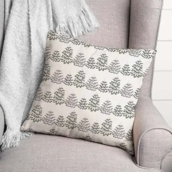 Neutral Winter Tree Pattern Throw Pillow {3}
