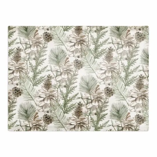 Pine Cones & Greenery on White Cotton Twill Placemat {1}