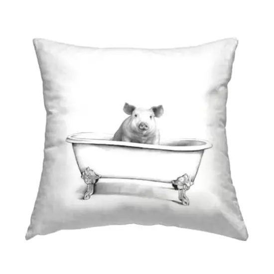 Stupell Industries Farm Pig In Bathtub Adorable Hog Animal Throw Pillow, 18" x 18" {1}