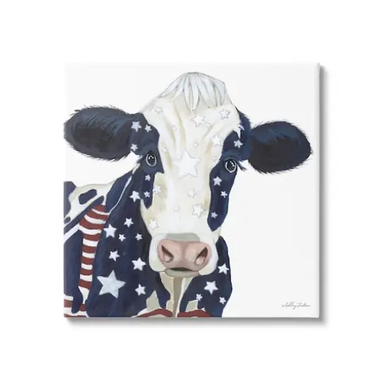 Stupell Industries Country Americana Cow Flag Pattern Canvas Wall Art {1}