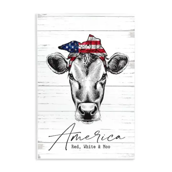 Stupell Industries Americana Cow Red White and Moo Country Farm Quote Wall Plaque Art {1}
