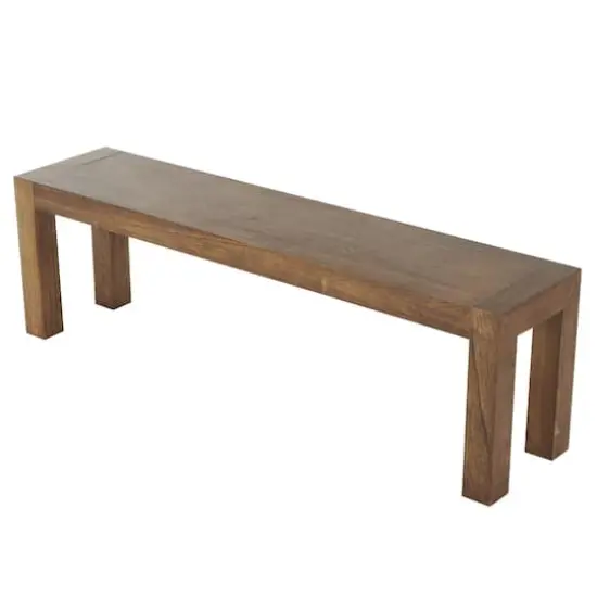 Brown Wood Console Table with Bench {4}