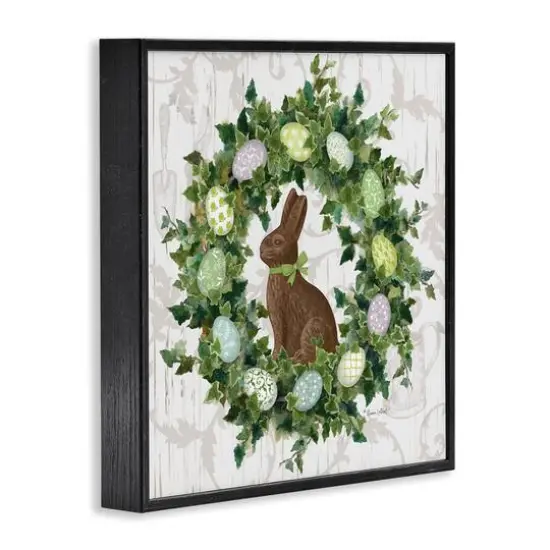 Stupell Industries Spring Easter Egg Wreath Framed Giclee Art Black {4}