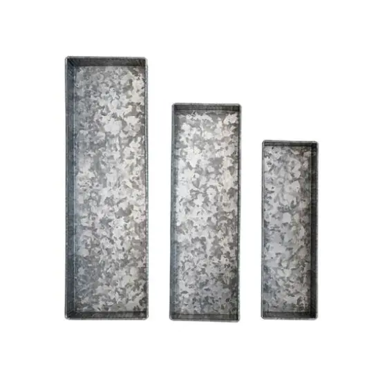 Hello Honey&reg; Antique Galvanized Finish Decorative Metal Nesting Tray Set {6}