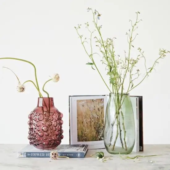 Hello Honey&reg; 10.5" Green Marbled Glass Organic Shaped Vase {4}