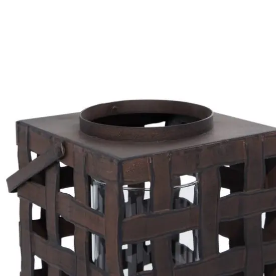 20" Black Iron Industrial Candle Holder Lantern {6}