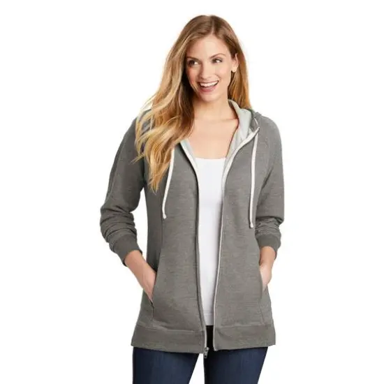District&reg; Women's Perfect Tri French Terry Full-Zip Hoodie Gray Frost {4}