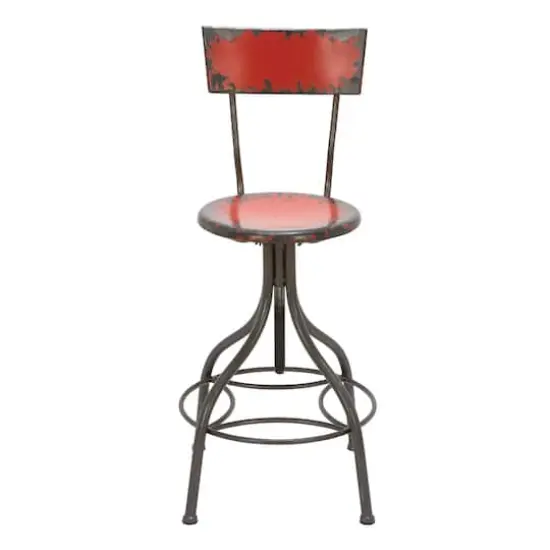 41" Metal Vintage Bar Chair Red {1}