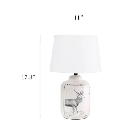 Simple Designs™ 18" Rustic Deer Buck Nature Printed Ceramic Table Lamp {4}