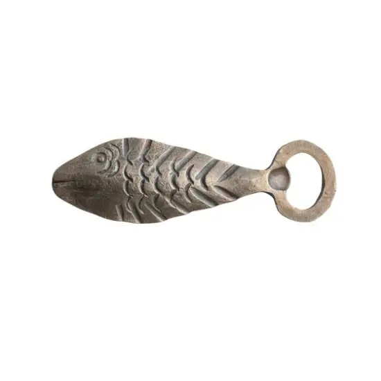 Hello Honey&reg; 6" Antique Gold Coastal Metal Fish Shaped Bottle Opener {1}