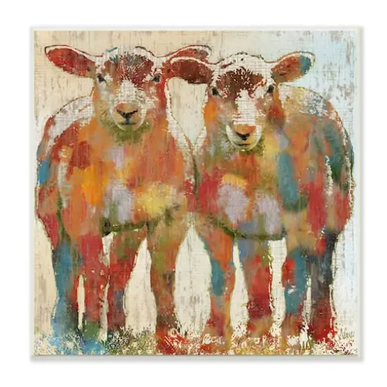 Stupell Industries Abstract Sheep Pair Contemporary Rustic Patchwork Pattern,12" x 12" {1}