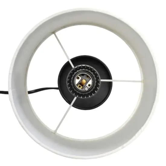 Simple Designs 18.5" Hammered Metal Container Base Table Lamp with USB Charging Port White/Black {13}