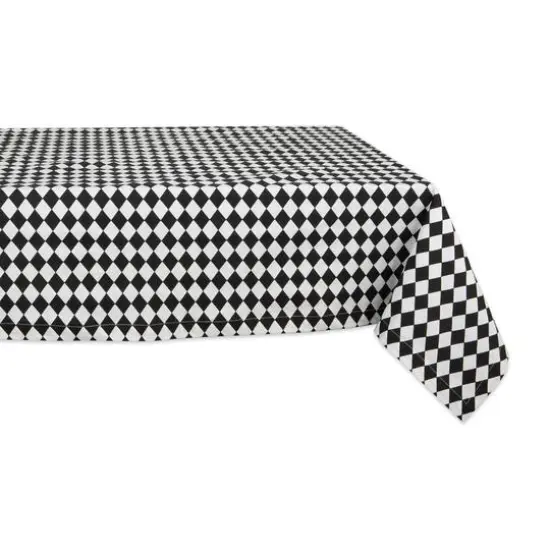 Black and Cream Harlequin Print Tablecloth 60" x 120" {1}