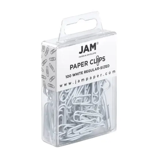 JAM Paper 1" Colorful Standard Paper Clips, 2 Packs of 100 White {4}