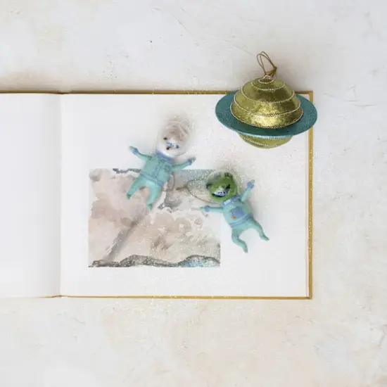 Hello Honey&reg; 5.5" Green Beaded Planet Round Plastic Ornament {3}