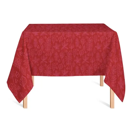 58" Autumn Pattern Leaves On Red Tablecloth {3}