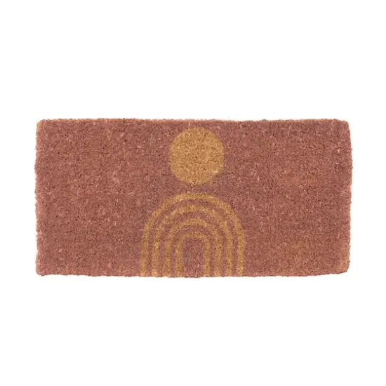 Natural Coir Doormat with Rainbow and Circle {1}