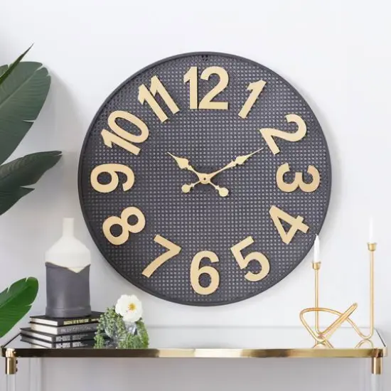 CosmoLiving by Cosmopolitan 32" Black Metal Industrial Wall Clock {9}