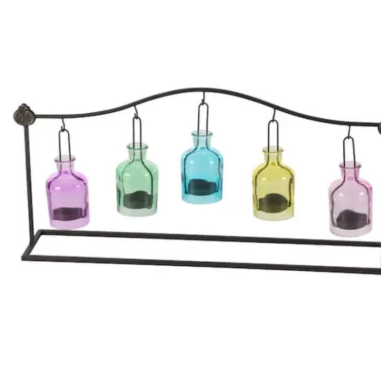 24" Multicolored Iron Coastal Candle Holder Lantern {5}