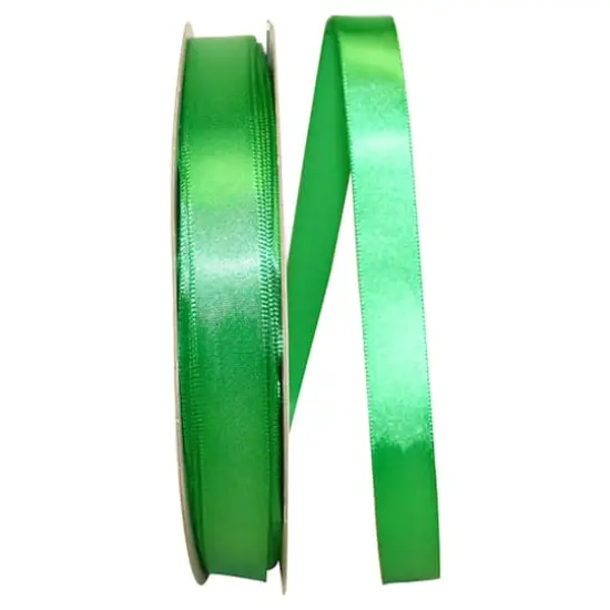 JAM Paper 5/8" x 100yd. Satin Single Face Ribbon Emerald {1}