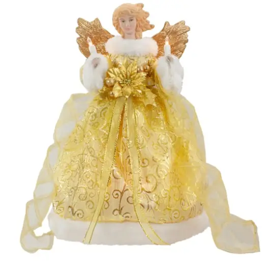 12" Lighted Gold Angel with Wings Christmas Tree Topper, Clear Lights {1}