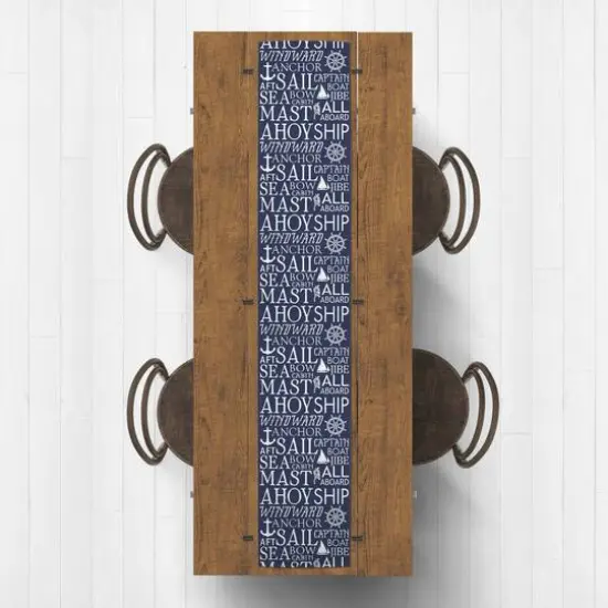Beach Words Indoor/Outdoor Table Runner Navy {3}