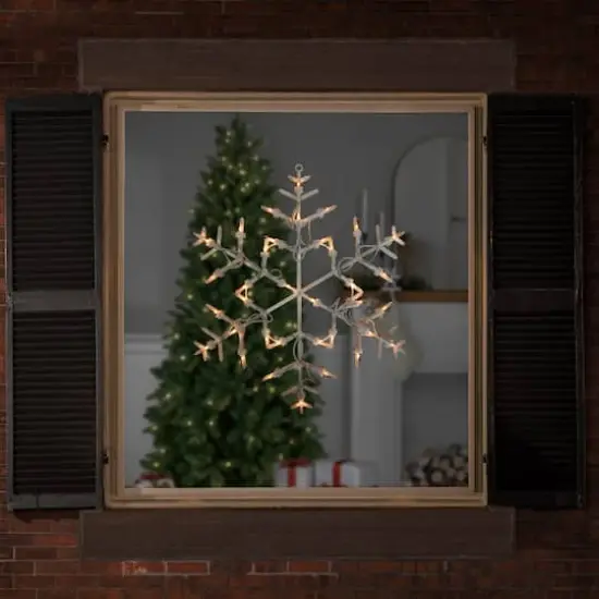 13.5" Lighted Snowflake Christmas Window Silhouette Decoration {3}