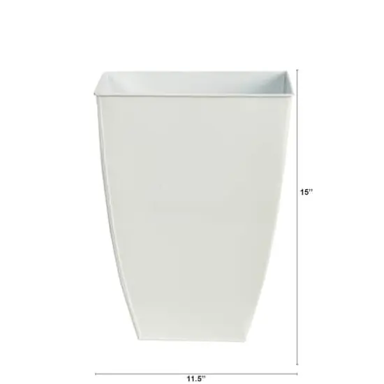 15" White Square Tin Planter {3}