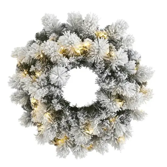24" LED Flocked Christmas Wreath {1}