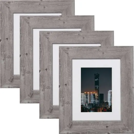 4 Pack Craig Frames American Barn Light Gray Picture Frame with Mat {7}