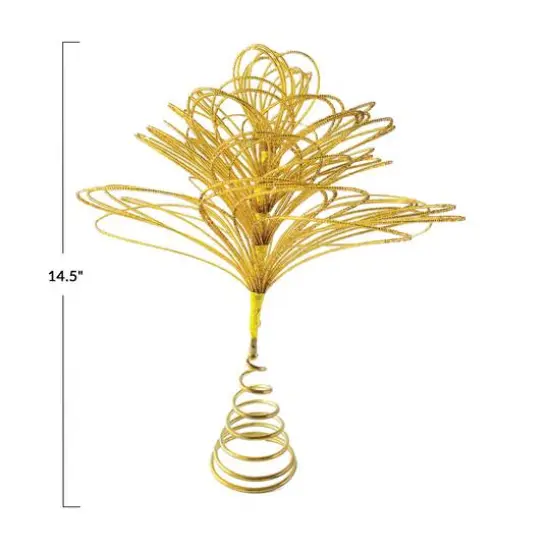 Hello Honey&reg; 14.5" Gold Finish Metal & Glass Beaded Tree Topper {4}