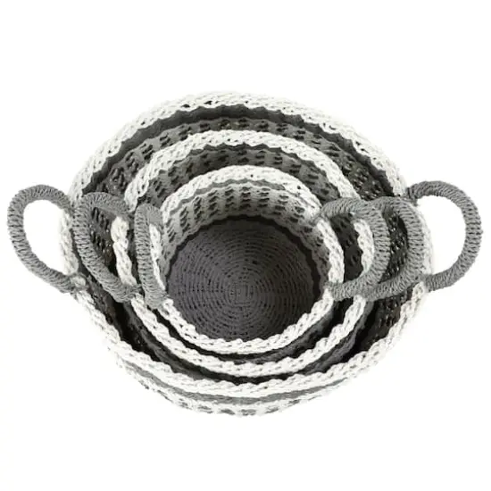 Gray Plastic Eclectic Storage Basket Set {4}