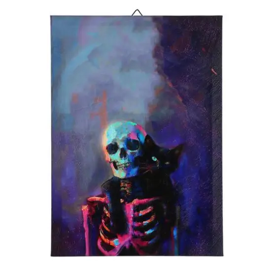 12" x 17" Skeleton with Black Cat Canvas Wall Art by Ashland&reg; {1}