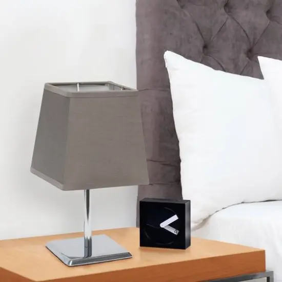 Simple Designs™ 9.5" Mini Chrome Table Lamp with Squared Empire Shade Gray {7}