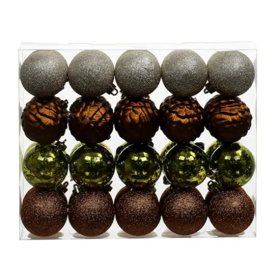40 Pack 2.25" Forest Solid & Glitter Shatterproof Ornaments by Ashland&reg; {1}