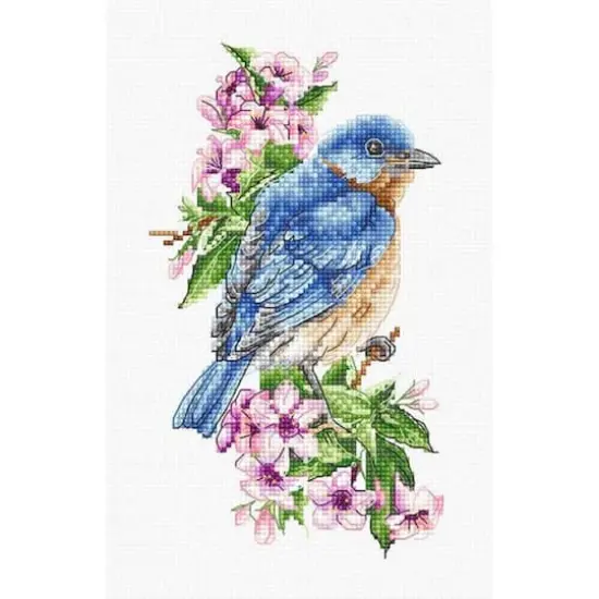Luca-s Blue Bird On The Branch Counted Cross Stitch Kit {1}