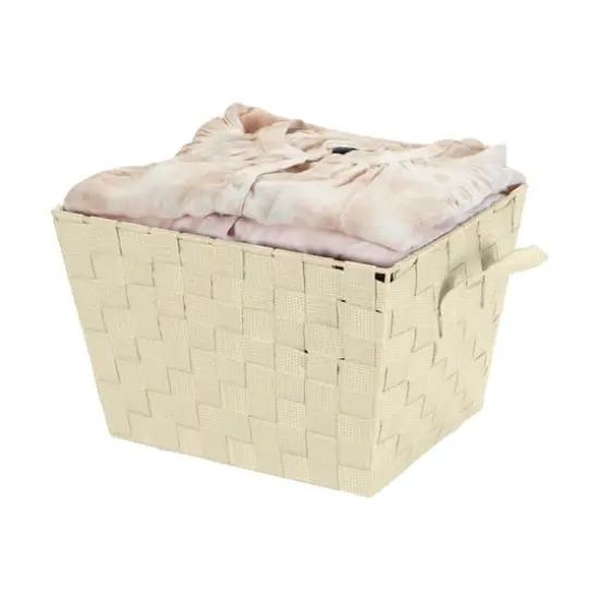 Simplify Small Woven Storage Bin White {6}