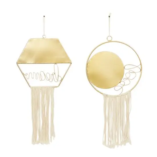 Gold Metal Contemporary Hanging Wall Mirrors Set  {7}