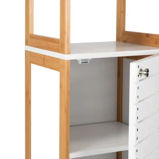 Organize It All Rendition 68" White 6-Shelf Bamboo High Cabinet {11}