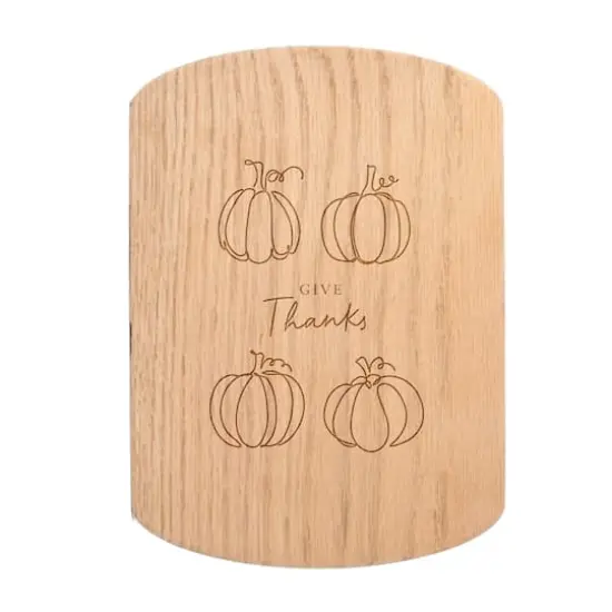 Give Thanks Pumpkins 11" x 8" Redwood Oval Cutting Board {1}