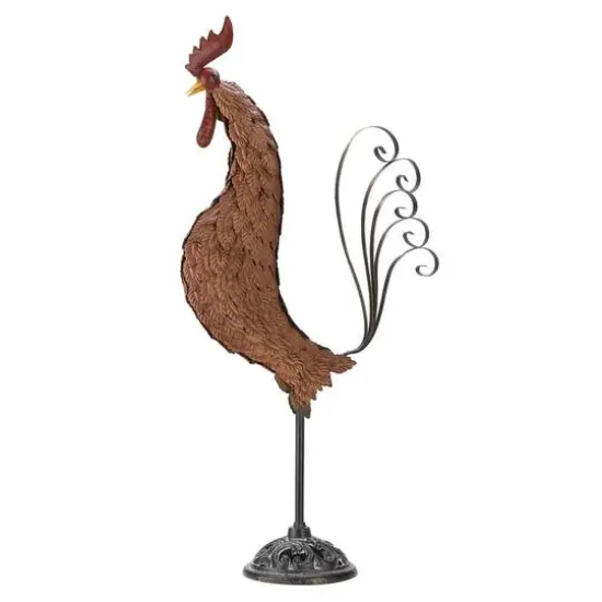 31" Metal Rooster Sculpture {1}