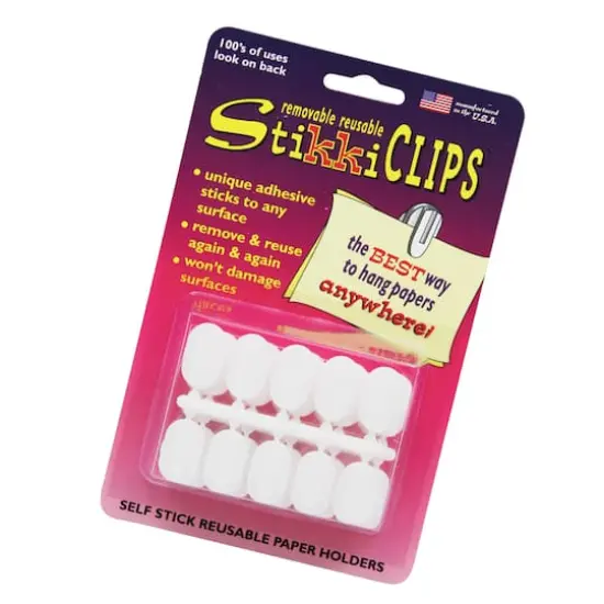StikkiCLIPS&trade; White Adhesive Clips, 3 Packs of 30 {4}
