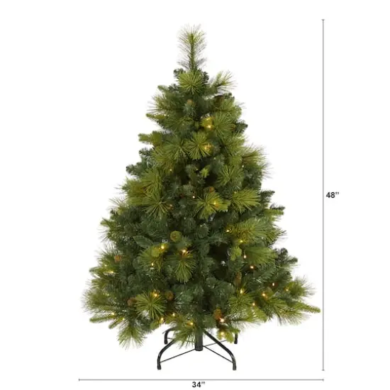 4ft. Pre-Lit North Carolina Mixed Pine Artificial Christmas Tree, Warm White LED Lights {8}