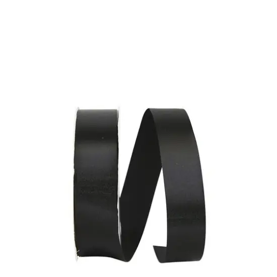 JAM Paper 3/8" x 100yd. Single Face Satin Allure Ribbon Black {1}