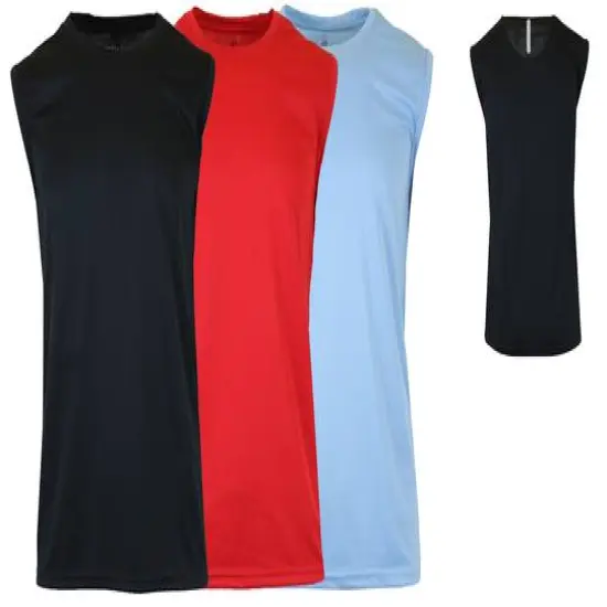 Galaxy by Harvic Performance Men's Muscle T-Shirt 3 Pack Black/Medium Blue/White {2}