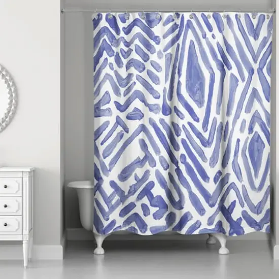 Wild Pattern Shower Curtain Blue and White {3}