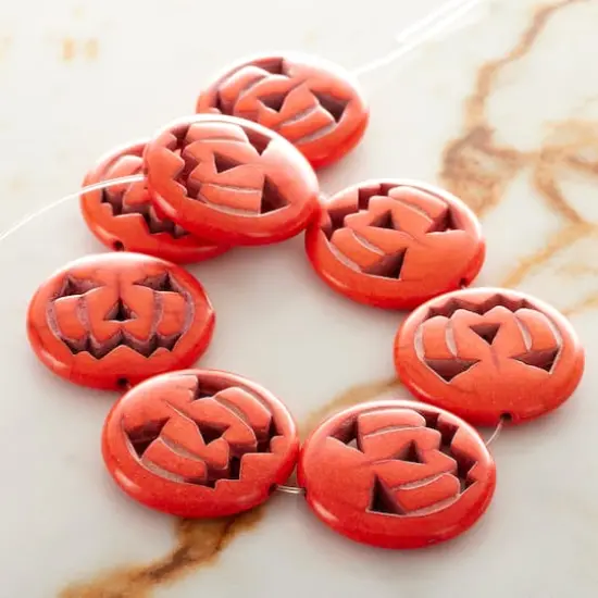 Orange Dyed Reconstituted Howlite Pumpkin Beads, 25mm by Bead Landing&trade; {3}