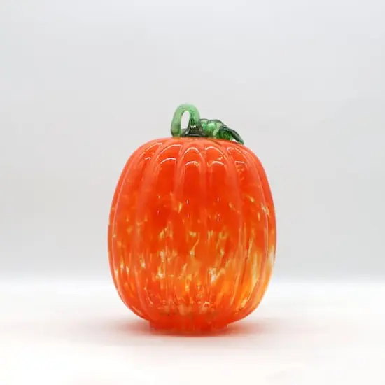 Large Warm White LED Orange Glass Pumpkin by Ashland® {1}
